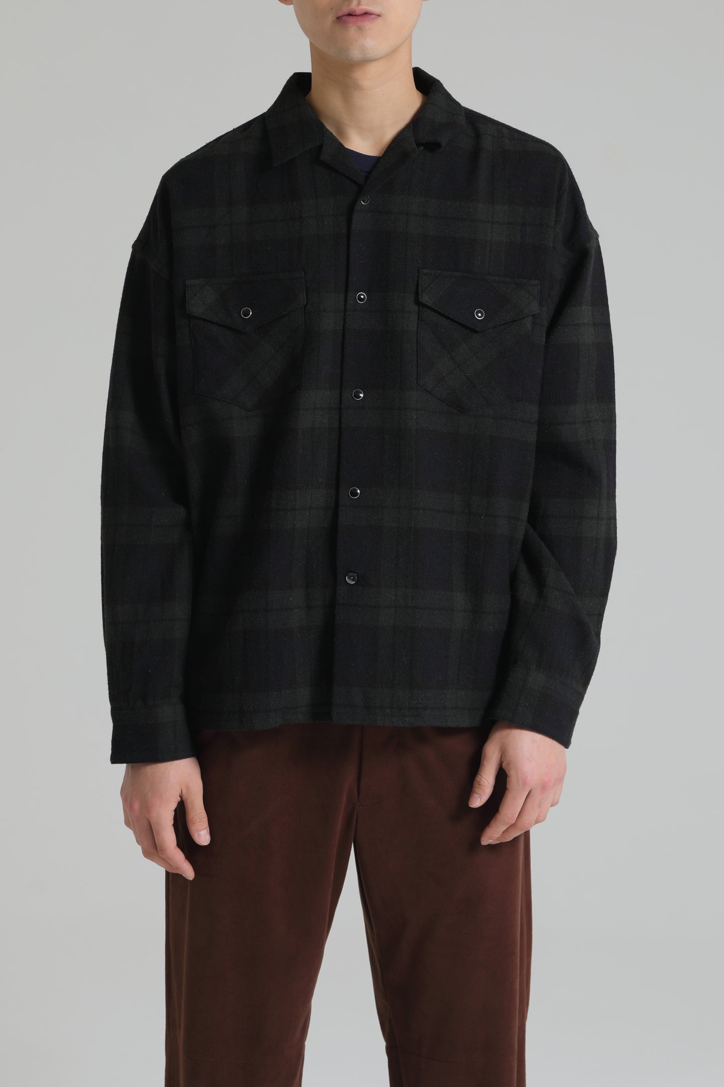 DELUXE x PENDLETON CHECKED SHIRTS BLACK x GREEN