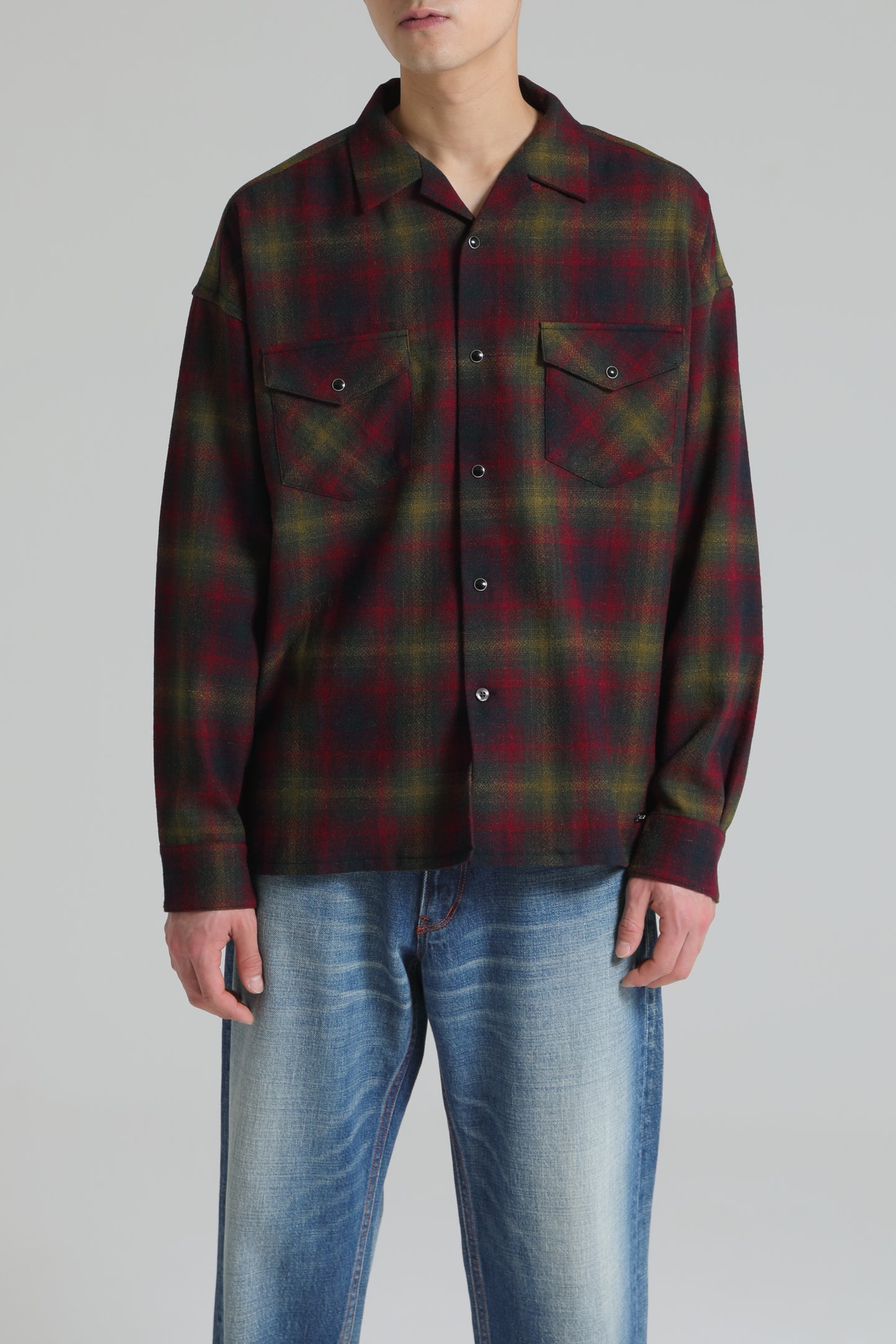 DELUXE x PENDLETON CHECKED SHIRTS RED x GREEN