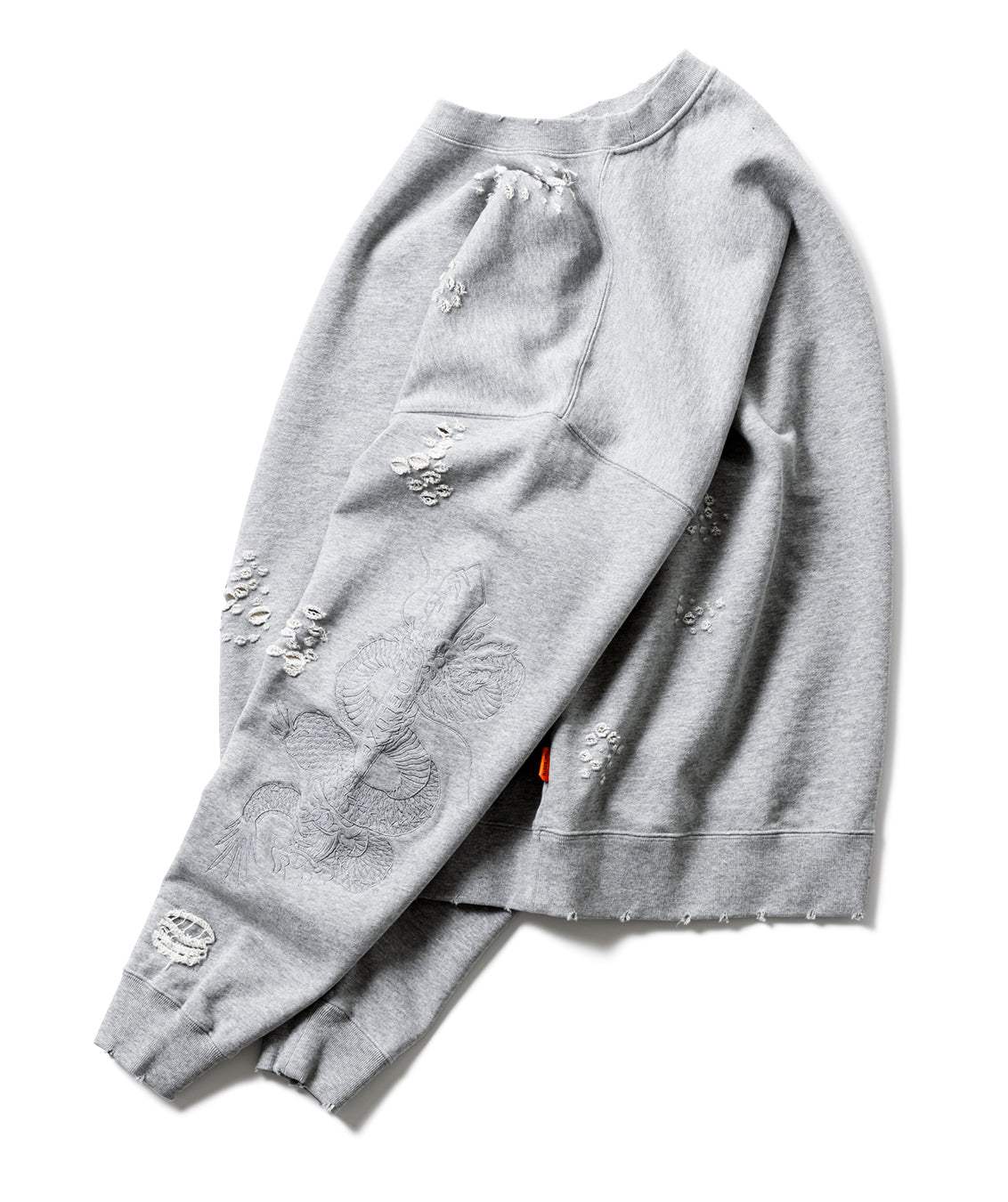 DELUXE x TIGHTBOOTH DAMAGE CREW SWEAT GRAY