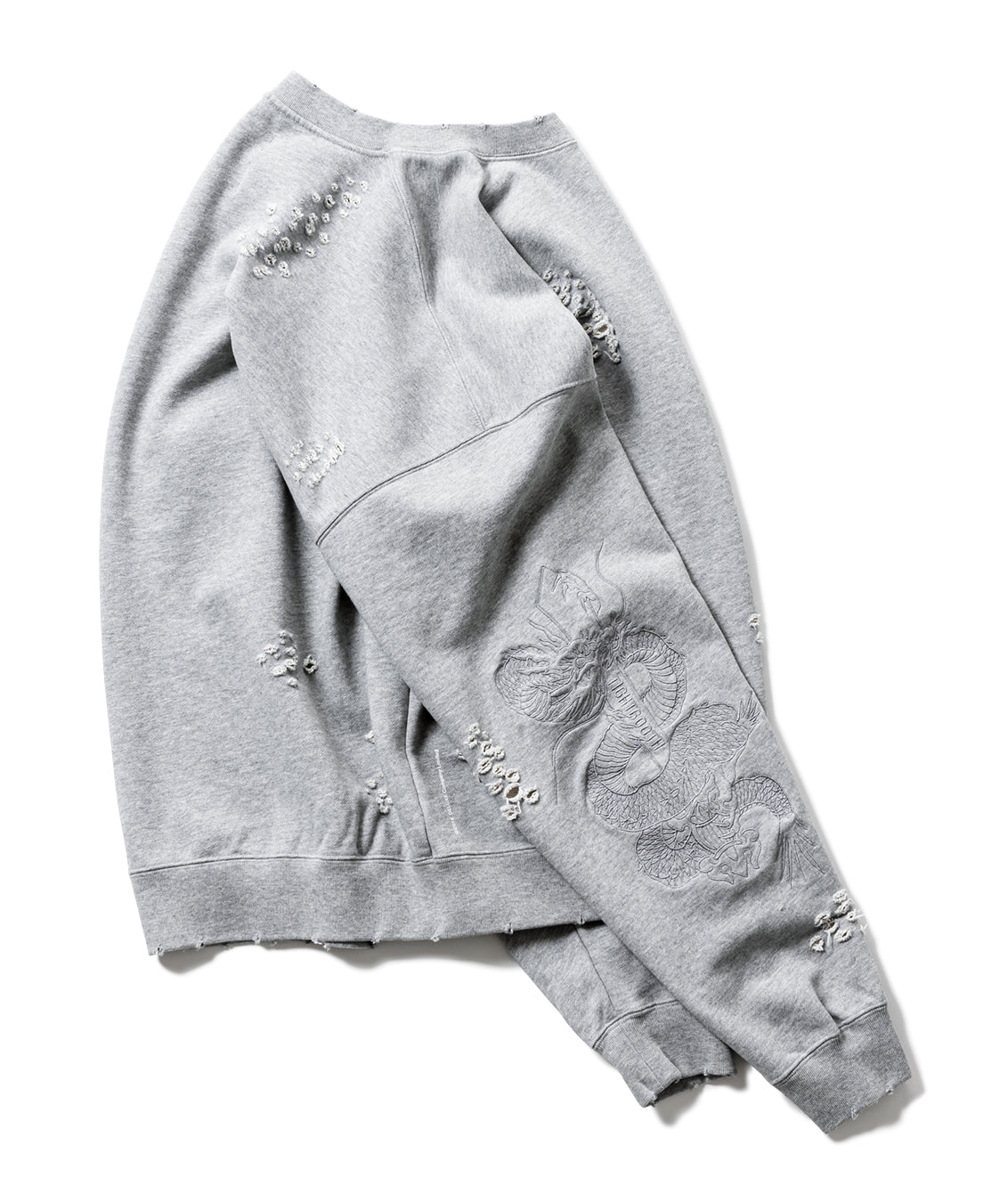 DELUXE x TIGHTBOOTH DAMAGE CREW SWEAT GRAY